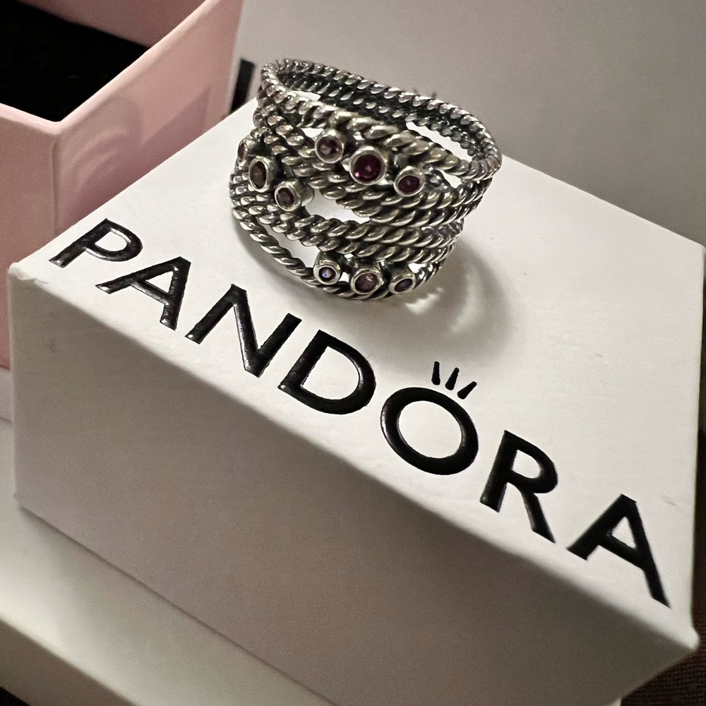 Pandora Hidden Romance Rhodolite Retired Ring